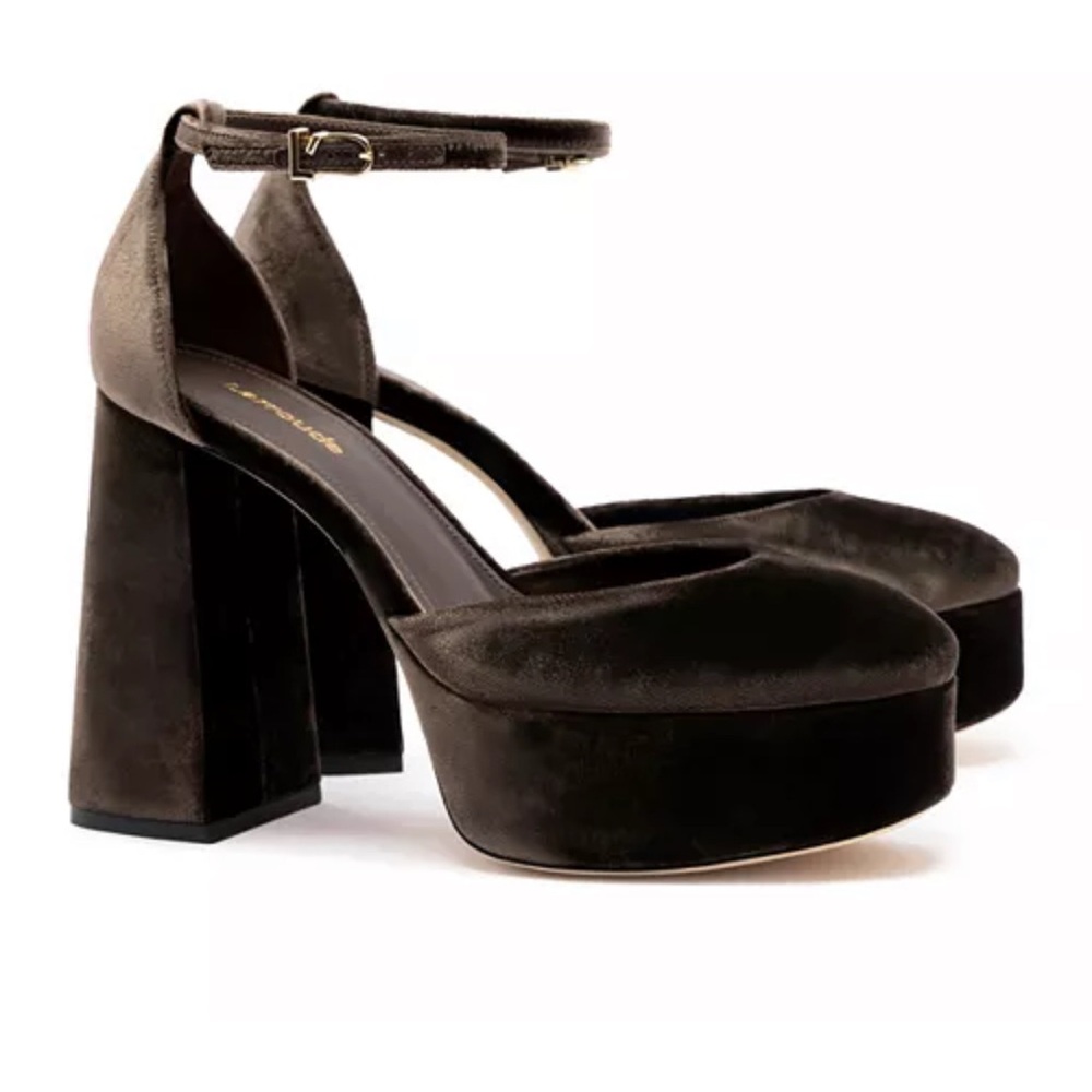Larroude Velvet Heels - Brown
